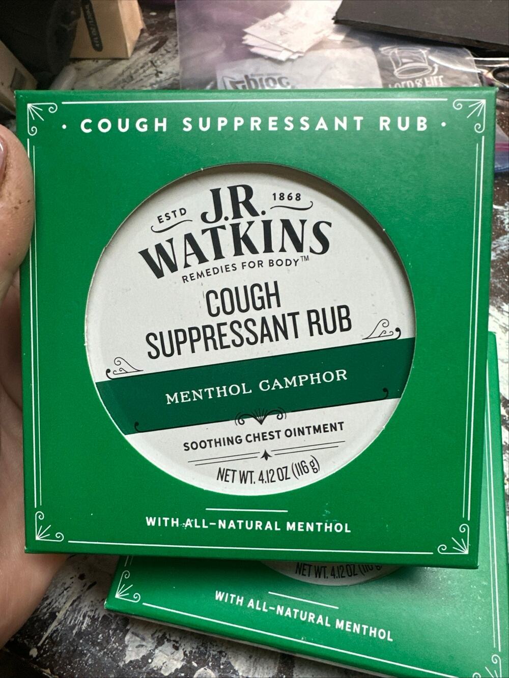 J.R. Watkins Cough Suppressant Analgesic Rub 4 oz Camphor Menthol Discontinued
